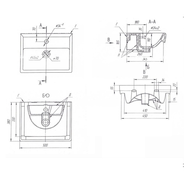 Раковина Bellezza Мини-50 4607152360653
